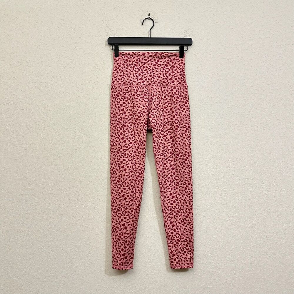 BARRE 3 Animal Print Leggings Pink High Rise Gym Workout Activewear